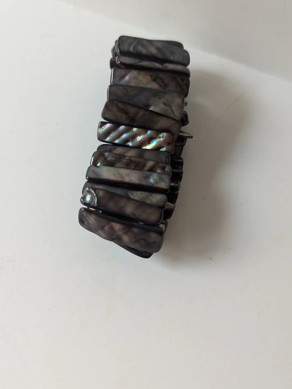 Iridescent Black Abalone Stretch Bracelet
